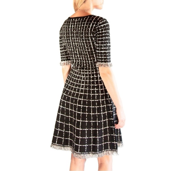 NWT Nina Leonard Women’s Plaid Knit Sweater Dress With Fringe Sz XL - Picture 4 of 5